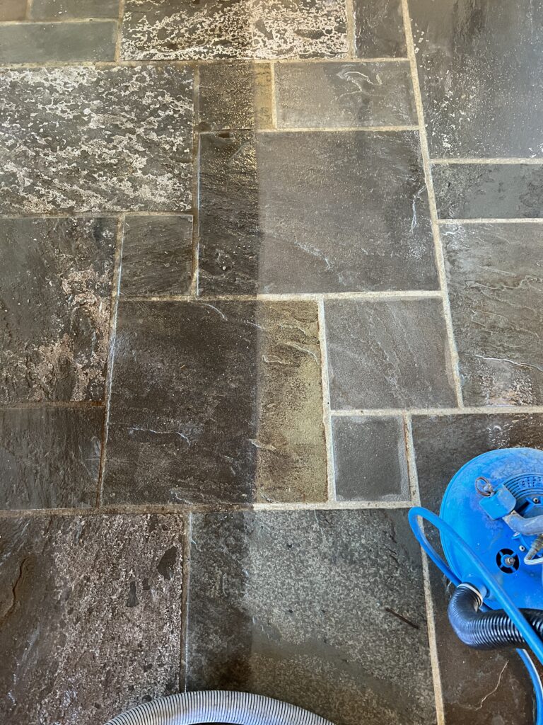 Tile and grout cleaning progress